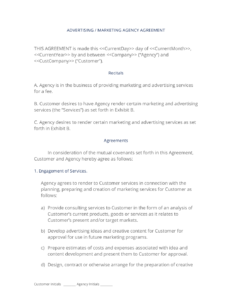Simple Advertising Agency Contract Template Template
