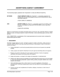 Simple Advertising Agency Contract Template Template