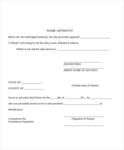 Simple Affidavit Forms Template