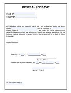 Simple Affidavit Forms Template