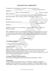 Simple Business Sales Contract Template