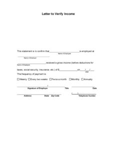 Simple Employer Income Verification Letter Template