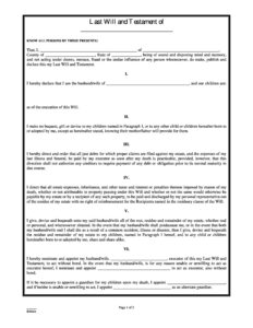 Simple Last Will And Testment Template