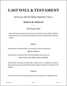 Simple Last Will And Testment Template