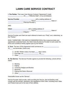 Simple Lawn Service Contract Template