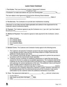 Simple Lawn Service Contract Template