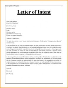 Simple Letter Of Intent – Examples Template