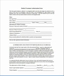 Simple Medical Treatment Consent Form Template Template
