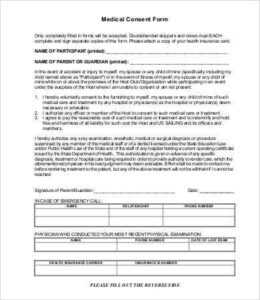 Simple Medical Treatment Consent Form Template Template