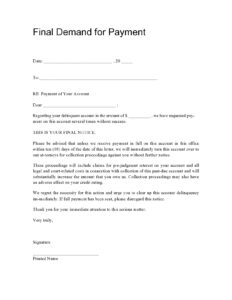 Simple Payment Demand Letter Template