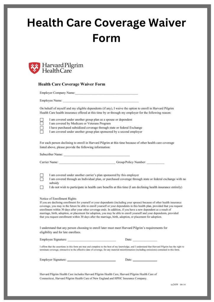 Health Care Coverage Waiver Form
