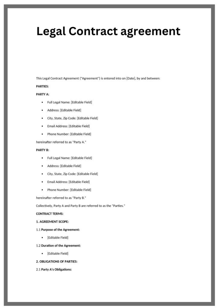 Simple Legal Contract Agreement Template