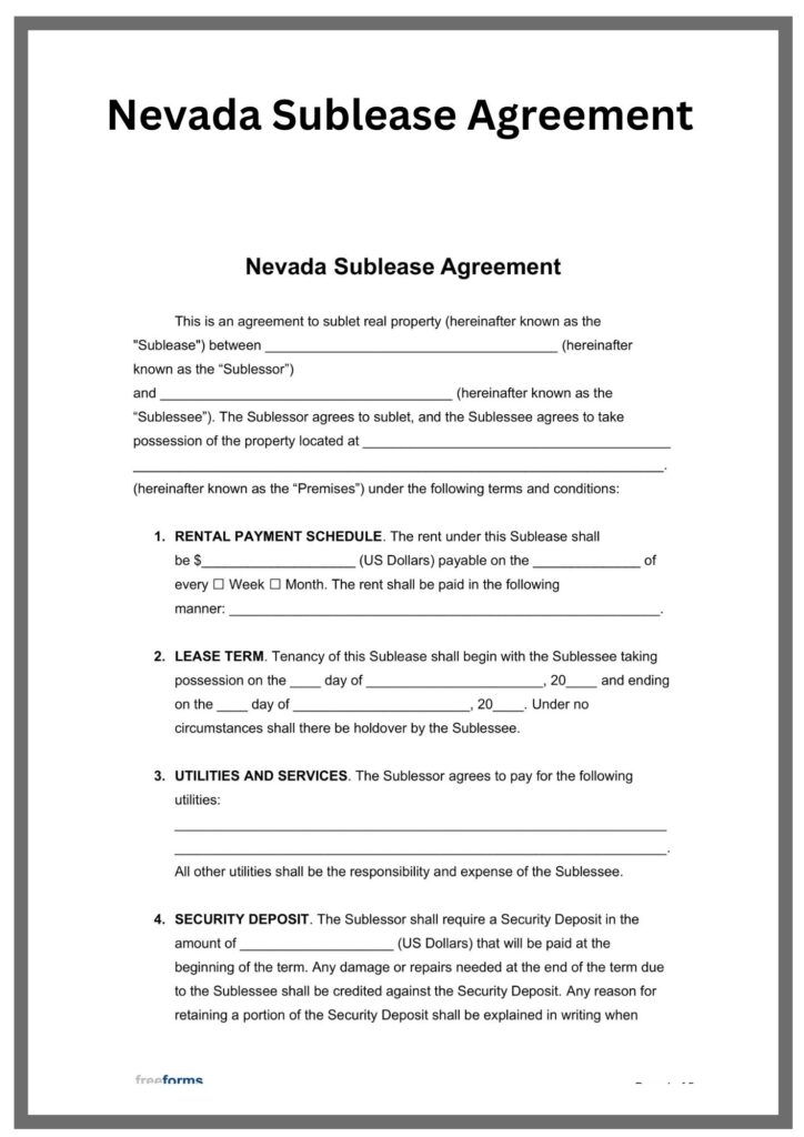 Nevada Sublease Agreement