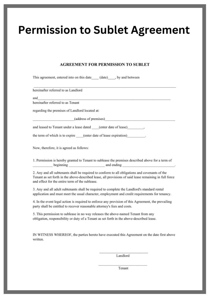 Permission to Sublet Agreement