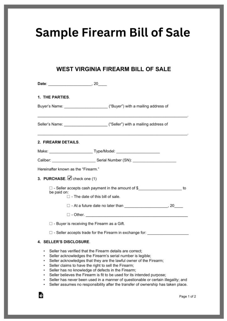 Sample Firearm Bill of Sale