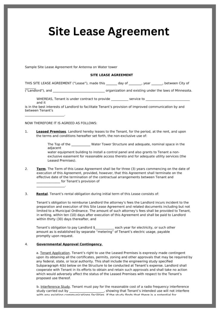 Simple Site Lease Agreement Template